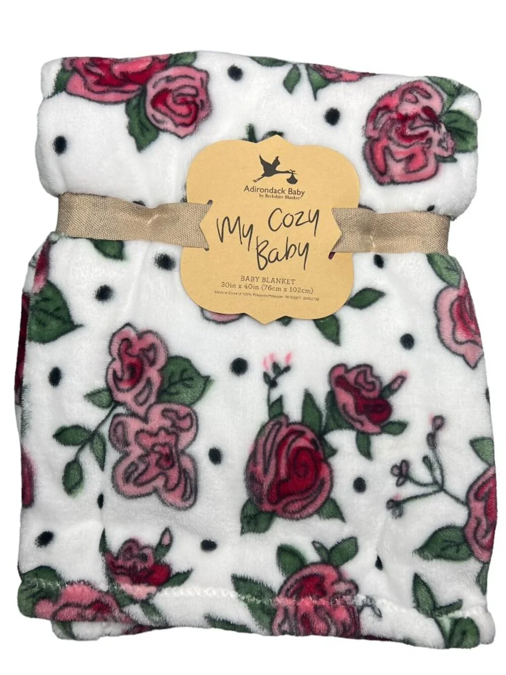 NWT Floral Flowers Roses Adirondack Baby Blanket Plush Pink White Green My Cozy - Picture 2 of 8